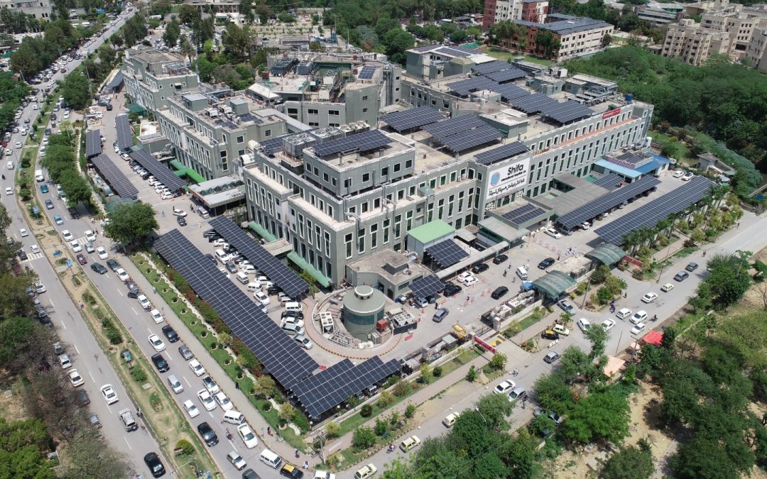 A 900KWP DC solar power system is installed at Shifa International Hospital as part of its commitment to a sustainable environment.